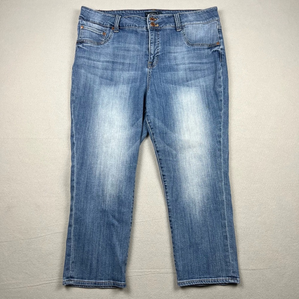 Lucky Brand Womens 18W Blue Emma Crop Jeans Faded Mid Rise Stretch Denim